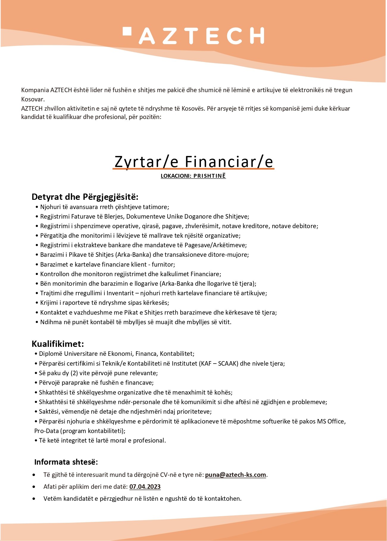 Zyrtar/e Financiar/e